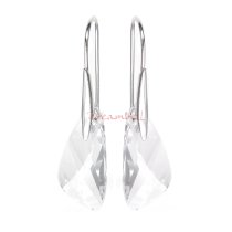2x Sterling Silver Wing Clear Crystal Pendant Earring w/ Swirl Earwire Ear Wire Using Swarovski Elements