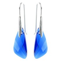 2x Stering Silver Wing Capri Blue Crystal Pentant Earring w/ Swirl Earwire Ear Wire Using Swarovski Elements Crystal