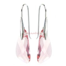 2x Sterling Silver Wing Light Rose Crystal Pendant Earring w/ Sterling Silver Swirl Earwire Ear Wire Using Swarovski Elements