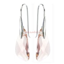 2x Sterling Silver Wing Light Rose Crystal Pendant Earring w/ Sterling Silver Swirl Earwire Ear Wire Using Swarovski Elements