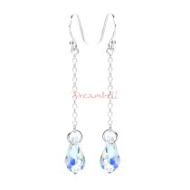 2x Swarovski Crystal 6000 Teardrop Clear AB 13mm & French Hook Earwires Dangle Earrings