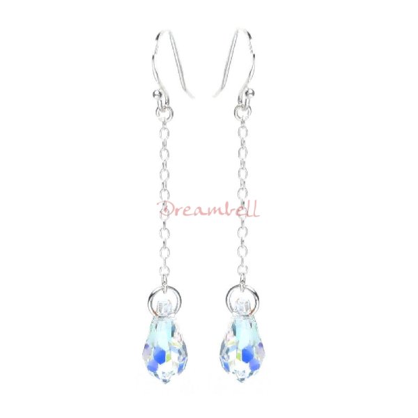 2x Swarovski Crystal 6000 Teardrop Clear AB 13mm & French Hook Earwires Dangle Earrings