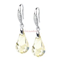 2x Sterling Silver Helix Golden Shadow Crystal Pentant w/ Ear Hook Earwires Dangle Earrings Using Swarovski Elements Crystal