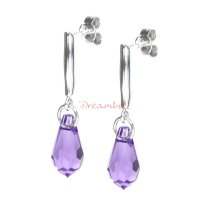 2x Swarovski Crystal Teardrop Tanzanite 13mm & Sterling Silver Dangle Earring Posts