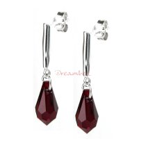 2x Swarovski Crystal Teardrop Siam 13mm & Sterling Silver Dangle Earring Posts