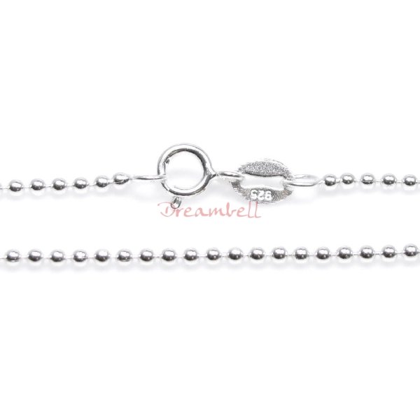 1x Sterling Silver Round Dot Ball Chain Necklace 1.5mm w/ Spring Ring Clasp 16"