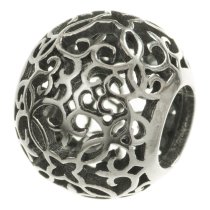 1x Antique 925 Sterling Silver Round Ethnic Flower Bead for European Charm Bracelets