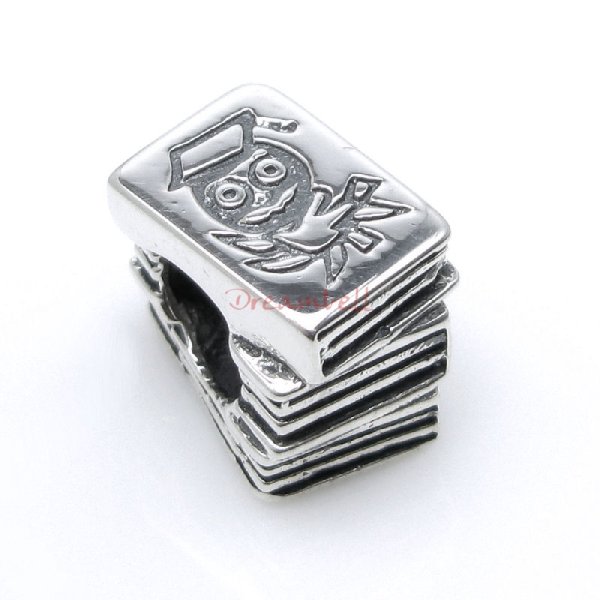1x Antique 925 Sterling Silver Education Childern Story Book Bead for European Charm Bracelets