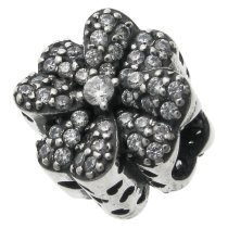 Sterling Silver Four Leaf Clover Lucky Clear CZ Crystal Bead for European Charm Bracelets