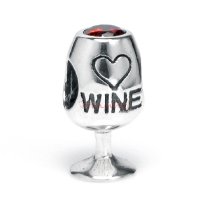 1x Antique 925 Sterling Silver Love Wine Cup Crystal Bead for European Charm Bracelets