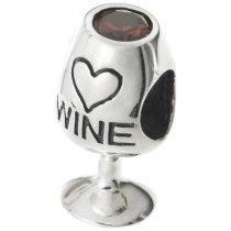 1x Antique 925 Sterling Silver Love Wine Cup Crystal Bead for European Charm Bracelets