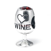 1x Antique 925 Sterling Silver Love Wine Cup Crystal Bead for European Charm Bracelets