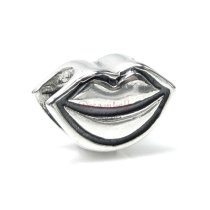 1x Antique 925 Sterling Silver Mouth Smile Lips Bead for European Charm Bracelets