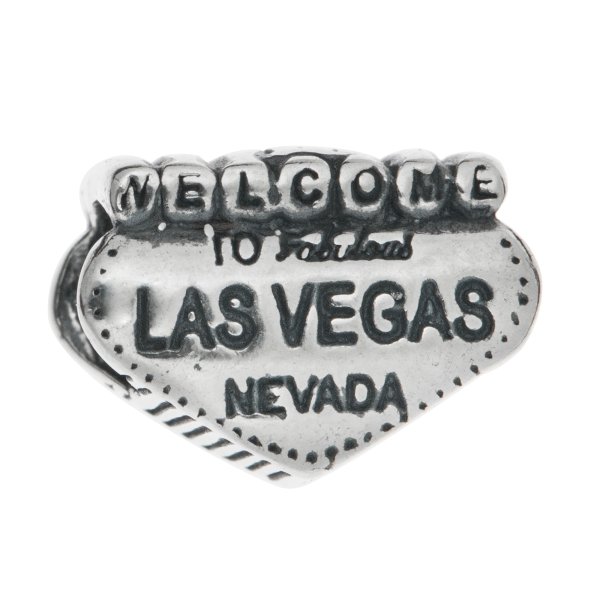 1x Antique 925 Sterling Silver Welcome to Las Vegas Bead for European Charm Bracelets