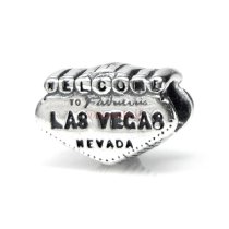 1x Antique 925 Sterling Silver Welcome to Las Vegas Bead for European Charm Bracelets