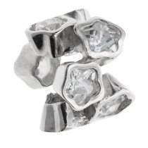 1x 925 Sterling Silver Clear CZ Flower Bead for European Charm Bracelets