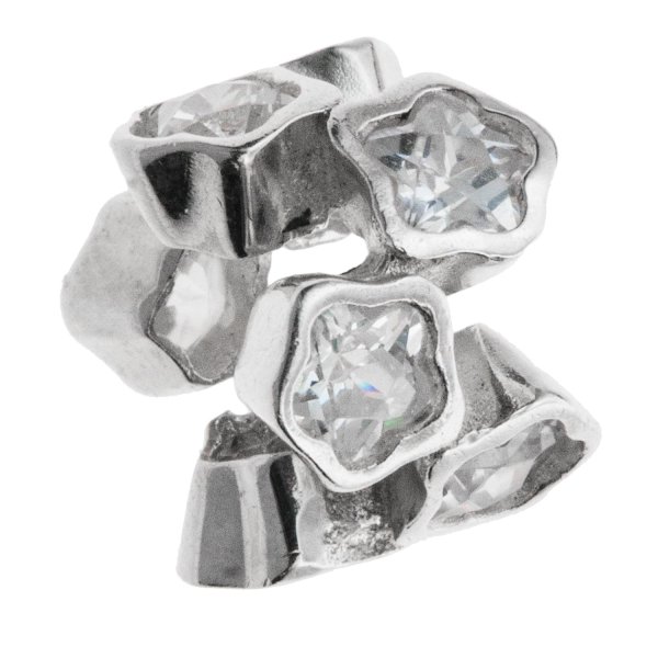 1x 925 Sterling Silver Clear CZ Flower Bead for European Charm Bracelets