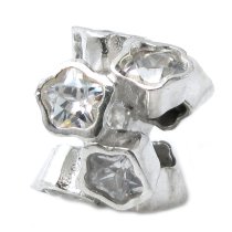 1x 925 Sterling Silver Clear CZ Flower Bead for European Charm Bracelets
