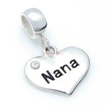 Sterling Silver Nana Heart Dangle Pendant Bead for European Charm Bracelets