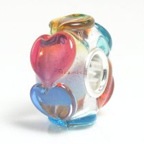 Sterling Silver Infinity Love Goes Round with Rainbow Colorful Heart Glass Bead for Pandora Troll Chamilia Biagi European Charm Bracelets