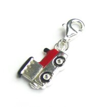 Sterling Silver Train Railway Engine Enamel Dangle European Clip on Charm w/ Lobster