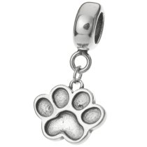 Antique 925 Sterling Silver Dog Puppy Footprint Paw Dangle Bead for European Charm Bracelets