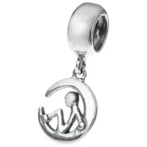 925 Sterling Silver Man Moon Dangle Bead for European Charm Bracelets