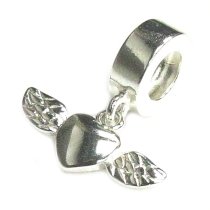 925 Sterling Silver Wing Heart Love Dangle Bead for European Charm Bracelets