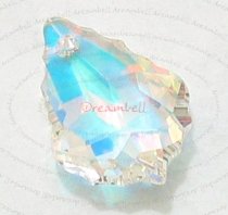 2x Swarovski Crystal 6090 Baroque Crystal AB Pendant 16mm