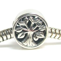 925 Sterling Silver Family Tree of Life Round Bead for European Charm Bracelets