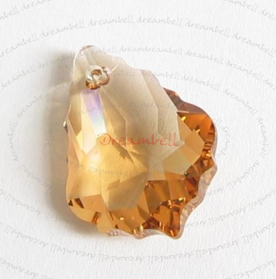 2x Swarovski 6090 Baroque LIGHT COLORADO TOPAZ Pendant 16mm