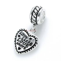925 Sterling Silver Love Liebe Love Amore Heart European Dangle Bead for European Charm Bracelets