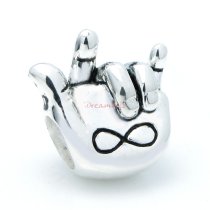 925 Sterling Silver I Love You Hand Sign Bead for European Charm Bracelets