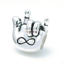 925 Sterling Silver I Love You Hand Sign Bead for European Charm Bracelets