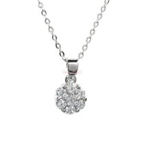 Rhodium on 925 Sterling Silver Daisy Flower Clear CZ Crystal Dangle Bead Charm Pendant w/ Chain Necklace 16″ + 2″ Extender