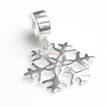 925 Sterling Silver Snowflake Dangle Bead for European Charm Bracelets