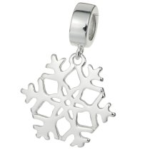 925 Sterling Silver Snowflake Dangle Bead for European Charm Bracelets