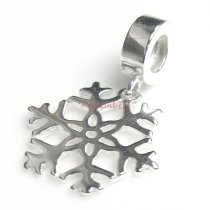 925 Sterling Silver Snowflake Dangle Bead for European Charm Bracelets
