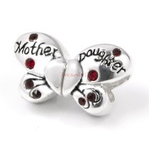 1 Set 925 Sterling Silver Butterfly Mother and Daughter Love Red CZ Crystal Bead for European Charm Bracelets