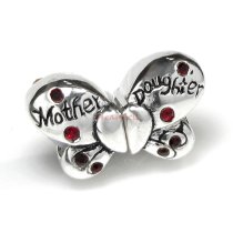 1 Set 925 Sterling Silver Butterfly Mother and Daughter Love Red CZ Crystal Bead for European Charm Bracelets