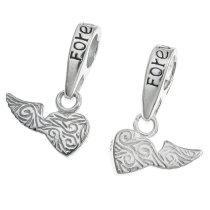 1 Set 925 Sterling Silver Wing Wife and Husband Forever Love Heart Dangle Bead for European Charm Bracelets