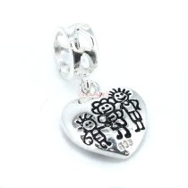 925 Sterling Silver Love My Family Heart Dangle Bead for European Charm Bracelets