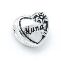 Sterling Silver Nana Heart Bead for European Charm Bracelets