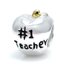 14k Gold 925 Sterling Silver Greatest Teacher Apple Fruit of Knowledge Enamel European Bead Charm