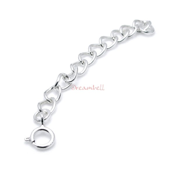 2x 925 Sterling Silver 2.5mm Link Bead Chain Extender w/ Spring Ring Trigger Clasp 3"