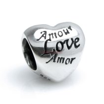Sterling Silver Amor Valentine Heart Bead for European Charm Bracelets