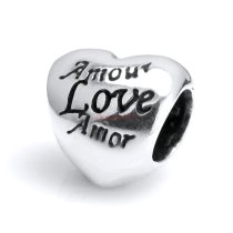 Sterling Silver Amor Valentine Heart Bead for European Charm Bracelets