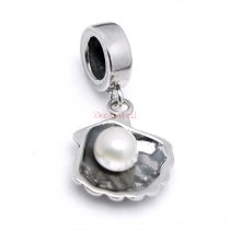 1x 925 Sterling Silver Fresh Water Pearl Dangle Pendant Bead for European Charm Bracelets