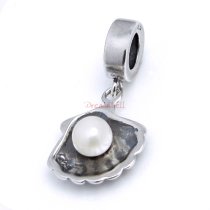 1x 925 Sterling Silver Fresh Water Pearl Dangle Pendant Bead for European Charm Bracelets