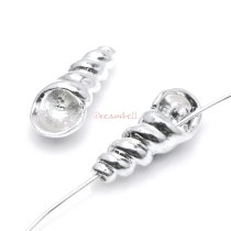 2x Bright 925 Sterling Silver Sea Shell Tube Spacer Bead